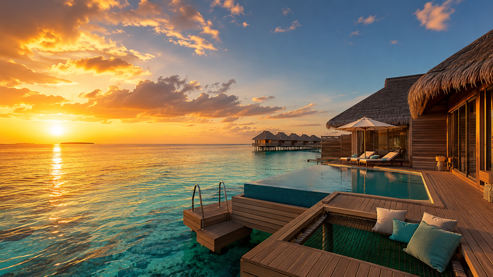 International Tour Packages by ZaraTrips - Maldives overwater villas and turquoise lagoon